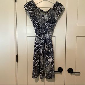 LC Lauren Conrad - Blue & White Print Dress - Size XS